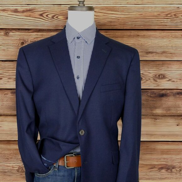 Joseph Abboud Sport Coat Blazer Mens 48R Blue Wool 2 Button - Picture 1 of 16